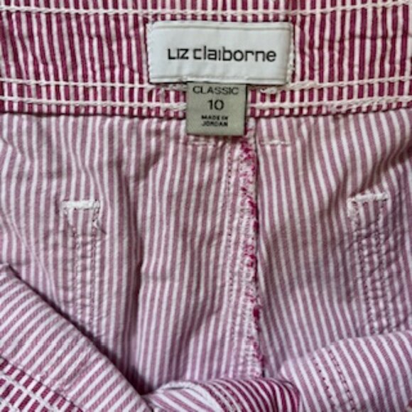 Liz Claiborne Pink Striped Cropped Pants - Picture 3 of 8